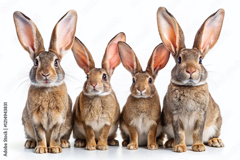 Flemish Giant Rabbit on White Background: Series of Adorable Photos of Large Domestic Rabbits Flemish Giant Rabbit on White Background: Series of Adorable Photos of Large Domestic Rabbits