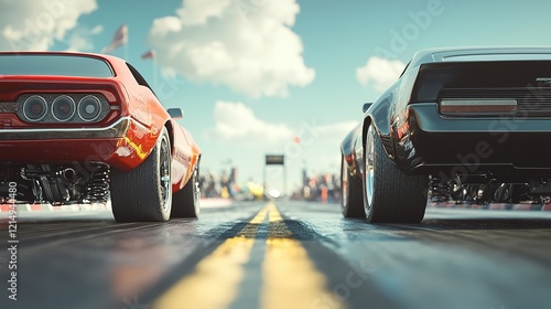 Drag Race: Muscle Cars at the Starting Line