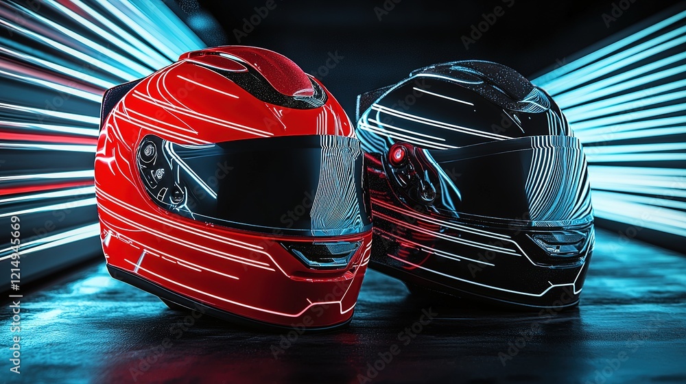 Fototapeta premium Racing Helmets: Speed, Design, Safety