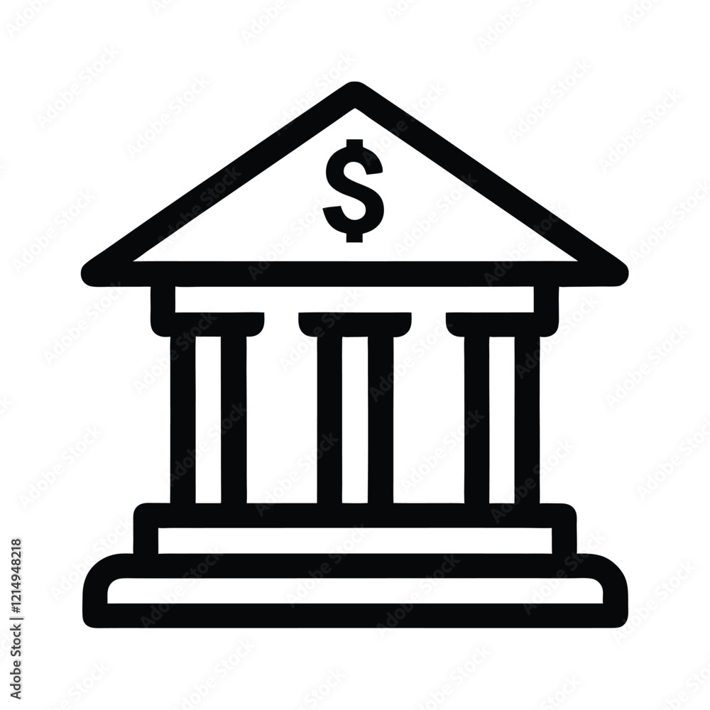 Bank Building Icon Financial Institution Symbol Dollar Sign Bank Building Icon Financial Institution Symbol Dollar Sign