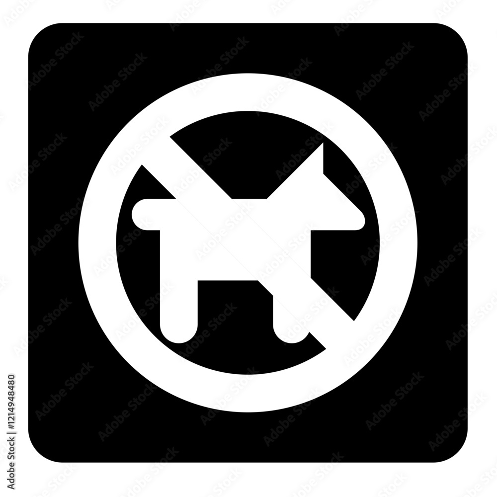 no dog sign symbol isolated on  black background. vector ilustration. 