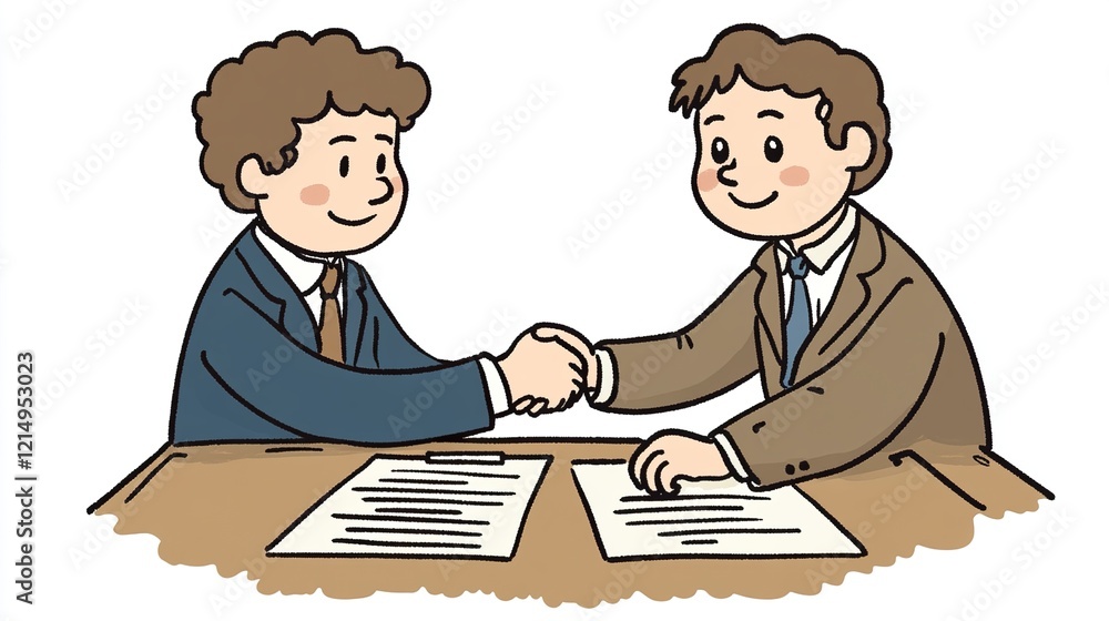 Smiling businessmen handshake closing deal Smiling businessmen handshake closing deal