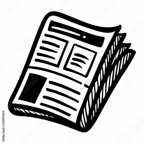 Hand Drawn Newspaper Illustration with Black and White Sketch Style for Editorial Concepts