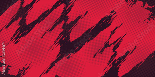 Red halftone dots blue color pattern gradient grunge texture background. Dot pop art comic sport style vector illustration. Eps10