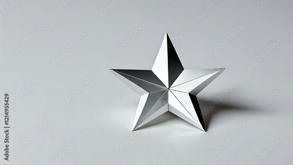Elegant silver star; minimalist design, perfect for holiday, celebration, or achievement imagery. Clean background ideal for adding text. Elegant silver star; minimalist design, perfect for holiday, celebration, or achievement imagery. Clean background ideal for adding text.