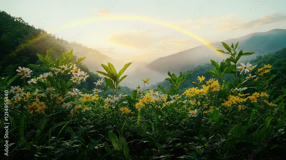 Fototapeta premium Tranquil rainbow valley a nature panorama