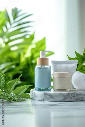 Elegant skincare products on a marble surface