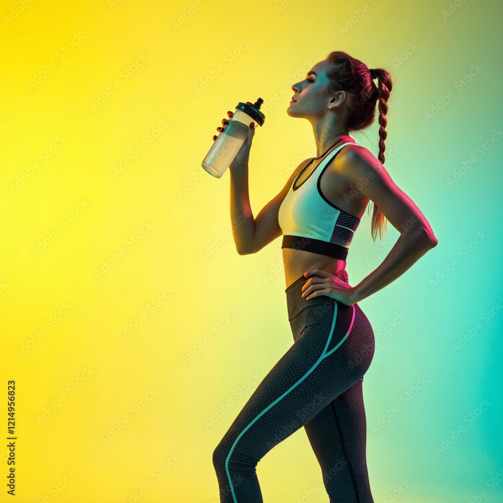 Smiling young fitness model in sportswear doing exercise Smiling young fitness model in sportswear doing exercise