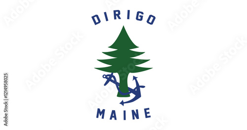 Maine Current State Ensign Flag Illustration Premium Quality High Resolution 300DPI