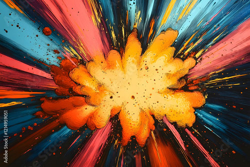 an explosion of color radiating from a central point, creating a dynamic visual effect photo