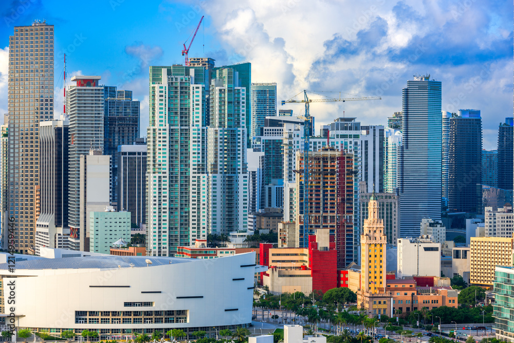 Naklejka premium Miami, Florida, USA City Skyline