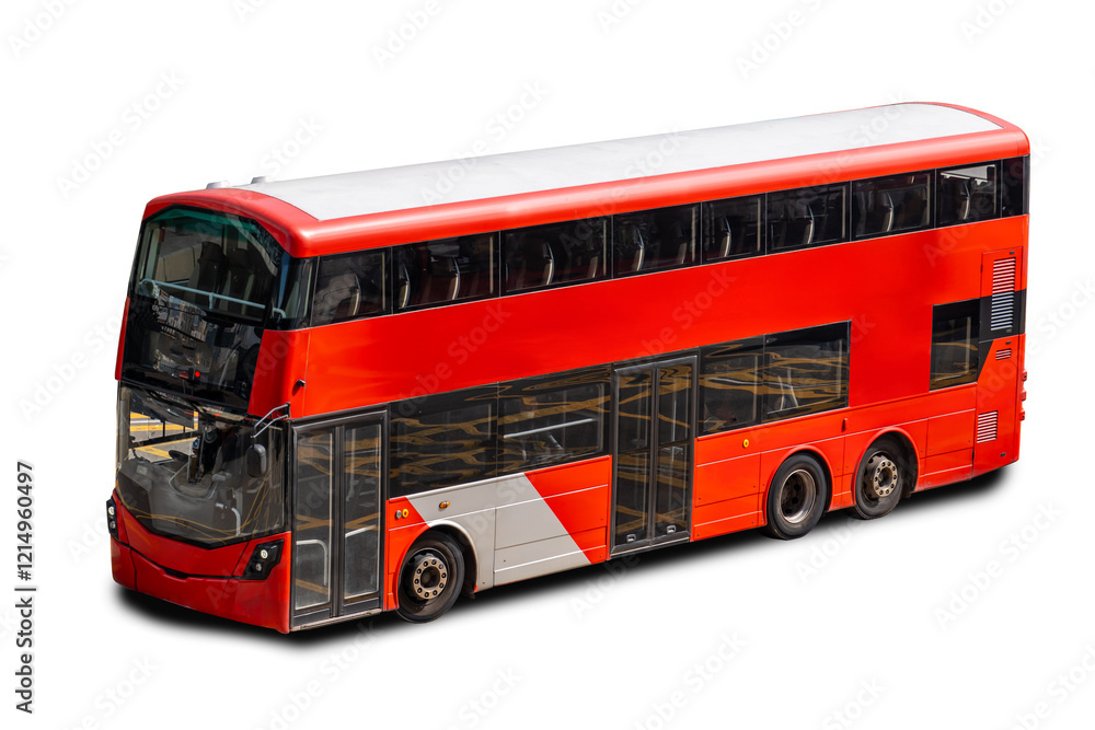 Double-decker shuttle red bus isolated on white background Double-decker shuttle red bus isolated on white background