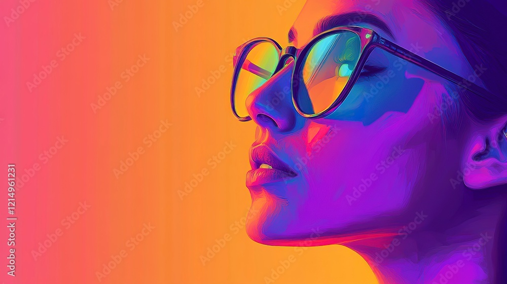 Creative expression through AI-generated artwork showcasing vibrant colors and unique styles of a model wearing sunglasses Creative expression through AI-generated artwork showcasing vibrant colors and unique styles of a model wearing sunglasses