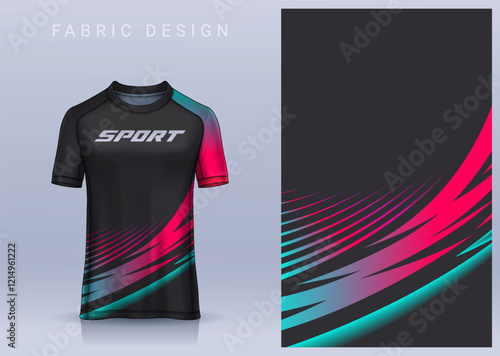 Fabric textile design for Sport t-shirt, Soccer jersey mockup for football club. uniform front view.	