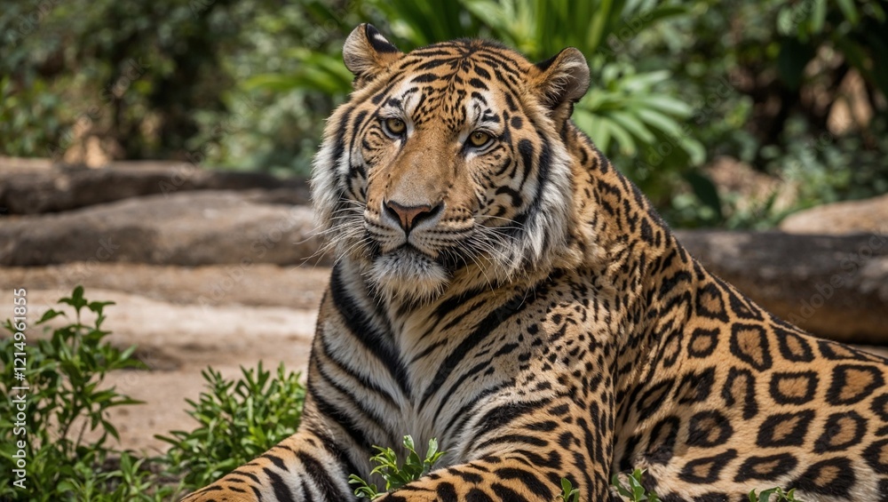 Fototapeta premium Portrait of a tiger in its natural habitat, a majestic and powerful wildlife scene