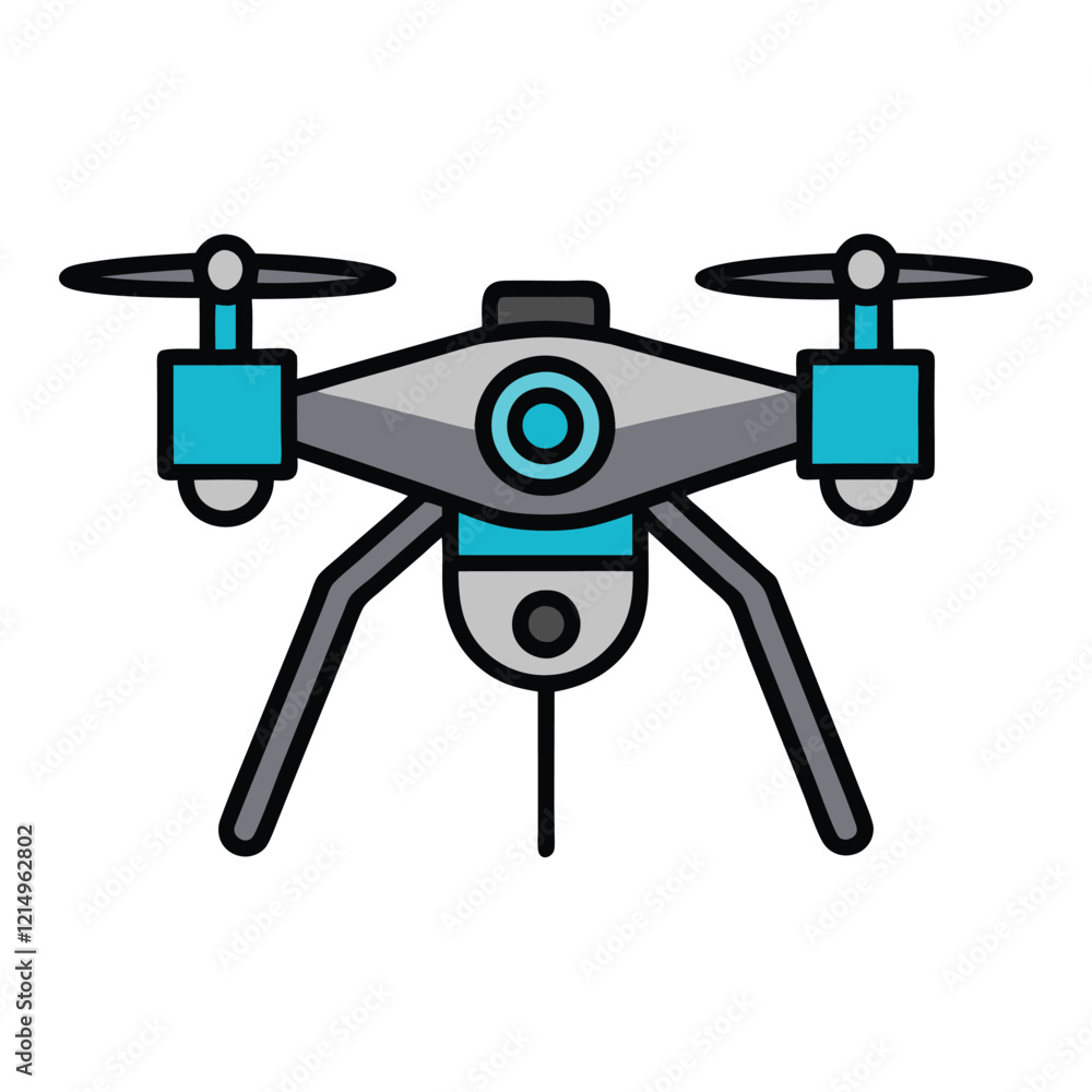 Vector Flat Illustration of a Drone Vector Flat Illustration of a Drone