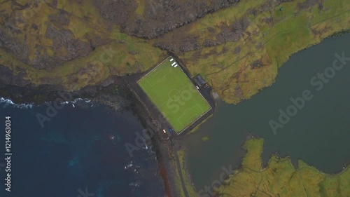 Eidi, Faroe Islands, from the Sky: The Field that Embraces Nature