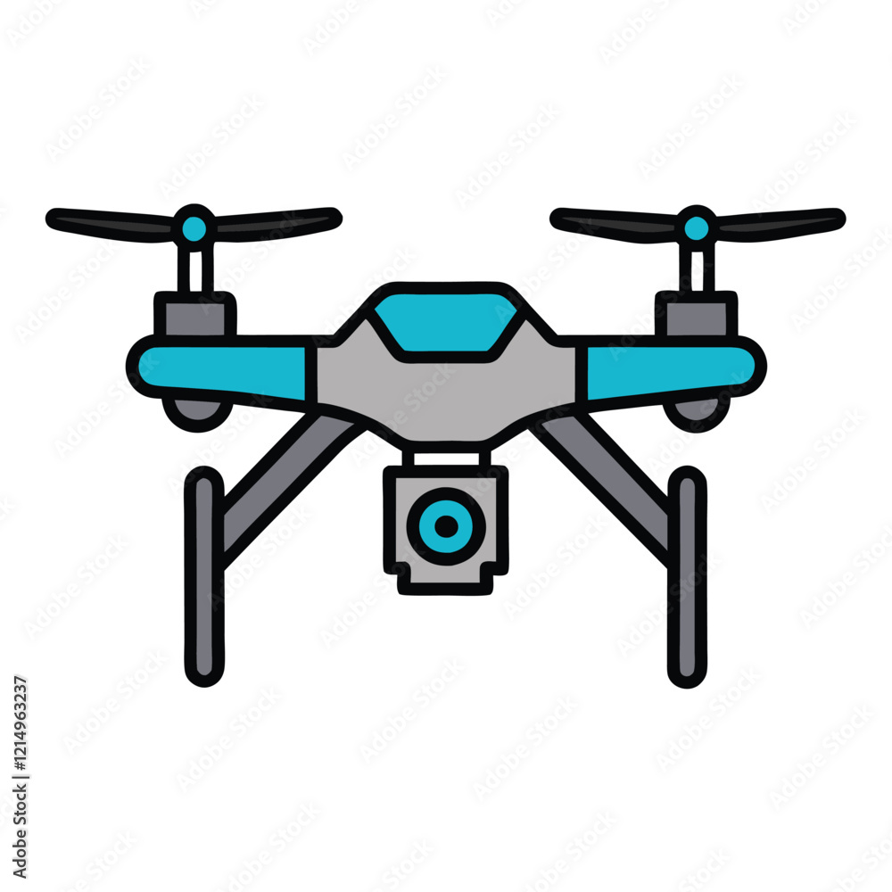 Vector Flat Illustration of a Drone Vector Flat Illustration of a Drone