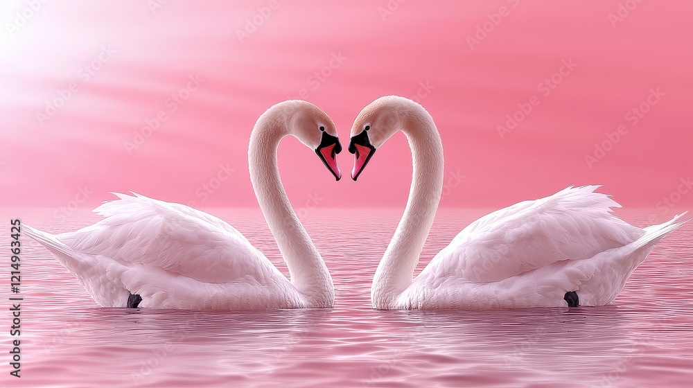 Fototapeta premium Swans in love serene lake nature photo