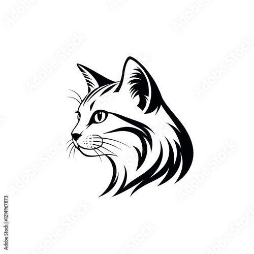 cat logo silhouette vector line art logo design