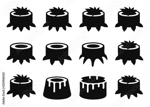silhouette  of Tree Stump Stages Showing Decay