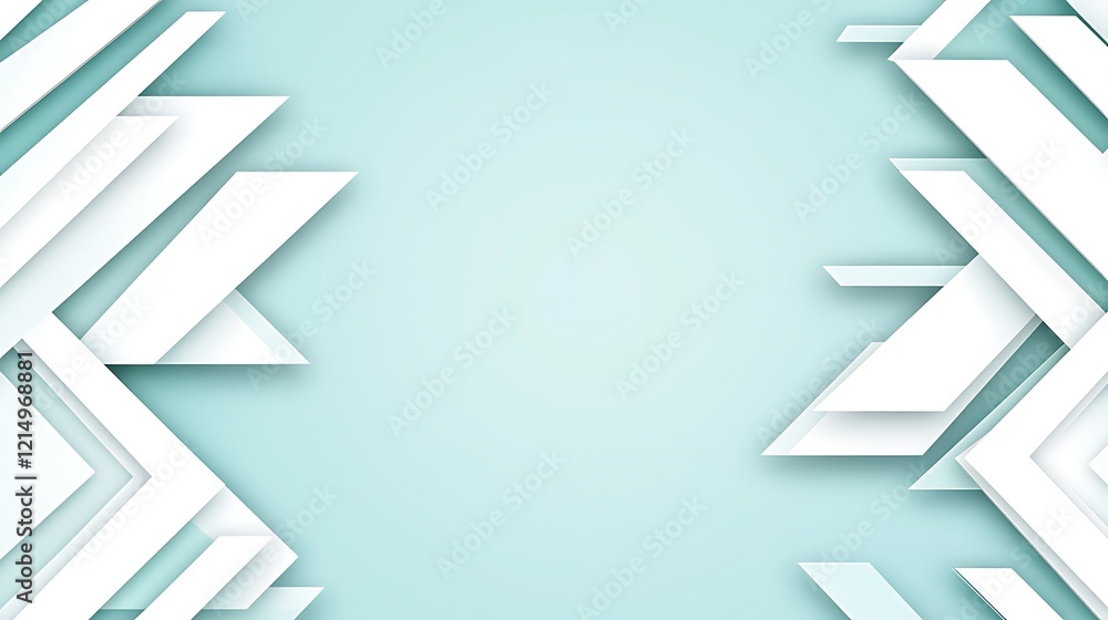 Abstract White Geometric Shapes on Light Blue Background Abstract White Geometric Shapes on Light Blue Background