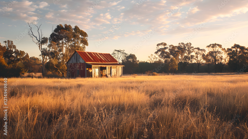 Serenity in Solitude: A Glimpse of the Rustic Countryside Basking in Sunset Serenity in Solitude: A Glimpse of the Rustic Countryside Basking in Sunset