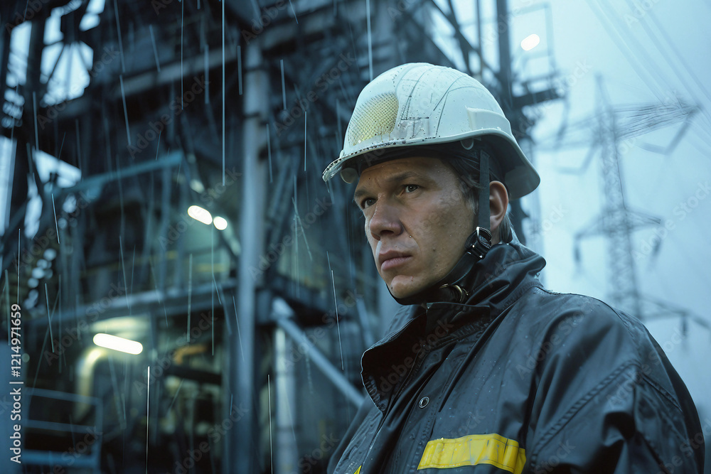 A professional npp worker in a modern nuclear plant generative AI image A professional npp worker in a modern nuclear plant generative AI image