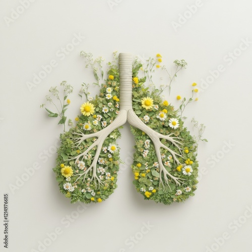 Floral lungs art: nature and health symbolism with blossoming flowers photo