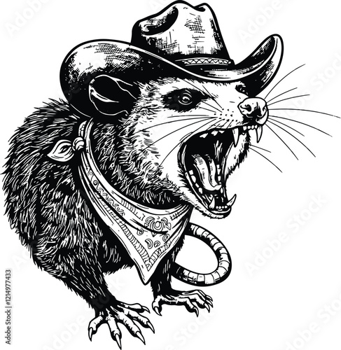 Vintage Raccoon Cowboy Hat Western Cowboy Lover All