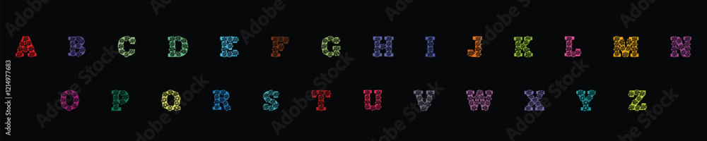 Custom floral style lettering font alphabet set. Vector stock illustration can be used in logo or any purpose. Colors can be easily editable and saved in EPS 10 Custom floral style lettering font alphabet set. Vector stock illustration can be used in logo or any purpose. Colors can be easily editable and saved in EPS 10