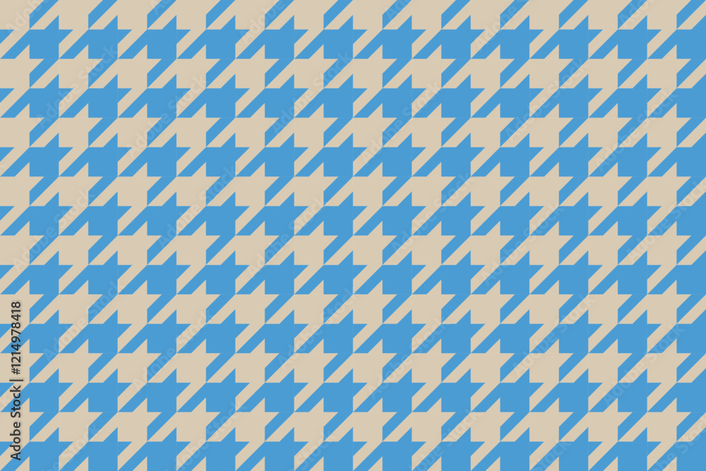 Seamless ocean blue and sand beige houndstooth pattern background