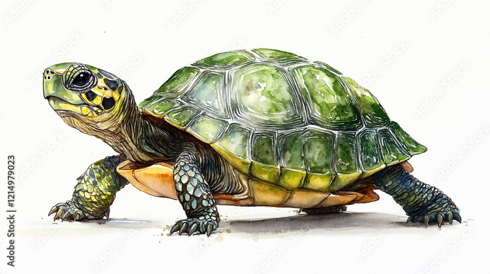 Obraz premium Happy Cartoon Turtle Enjoying a Sunny Day Near a Calm Pond Surrounded by Lush Greenery and Colorful Flowers