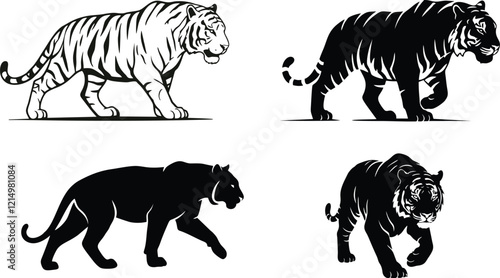 Set of Tiger Silhouette 