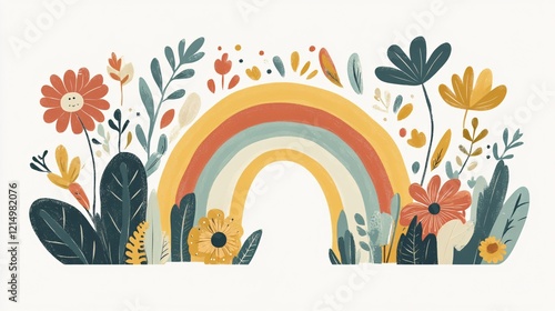 Colorful Boho Nursery Rainbow Print for Playroom and Kids