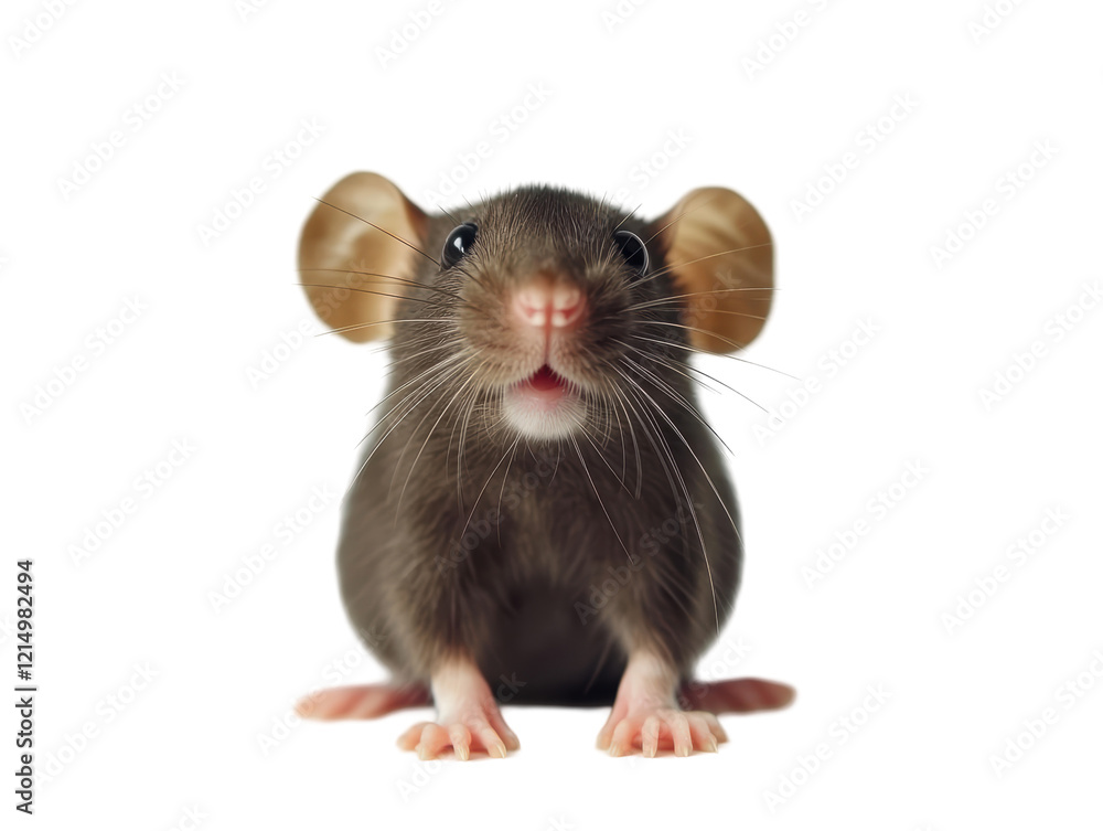 Isolated Brown Rat with Big Ears