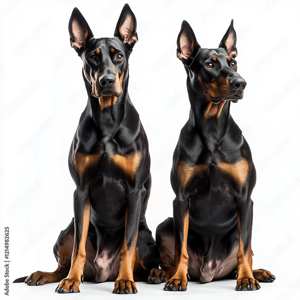 group of doberman dogs isolated group of doberman dogs isolated