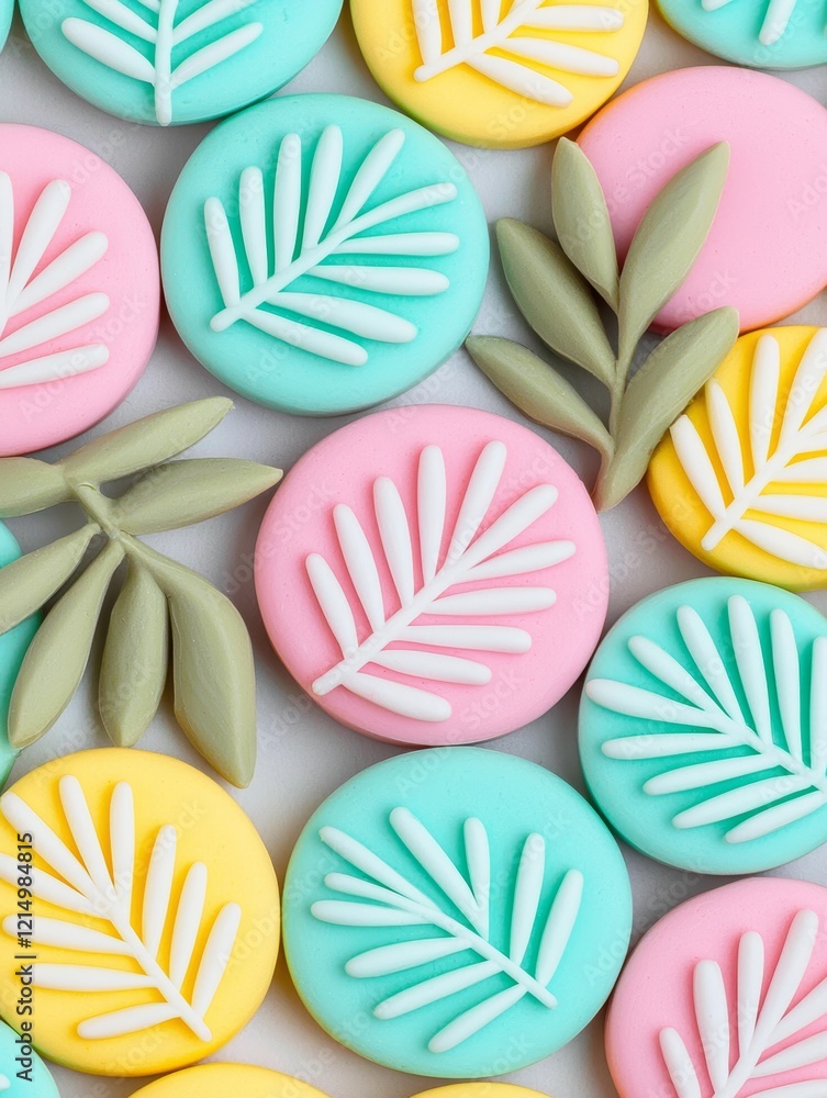 Pastel Clay Letters on Colorful Background with Leaf Motifs and Vibrant Patterns Pastel Clay Letters on Colorful Background with Leaf Motifs and Vibrant Patterns