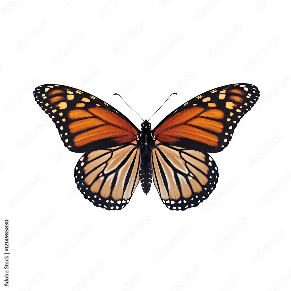 Obraz premium Majestic Monarch Butterfly in Vibrant Detail with Delicate Wing Patterns Isolated on Transparent Background