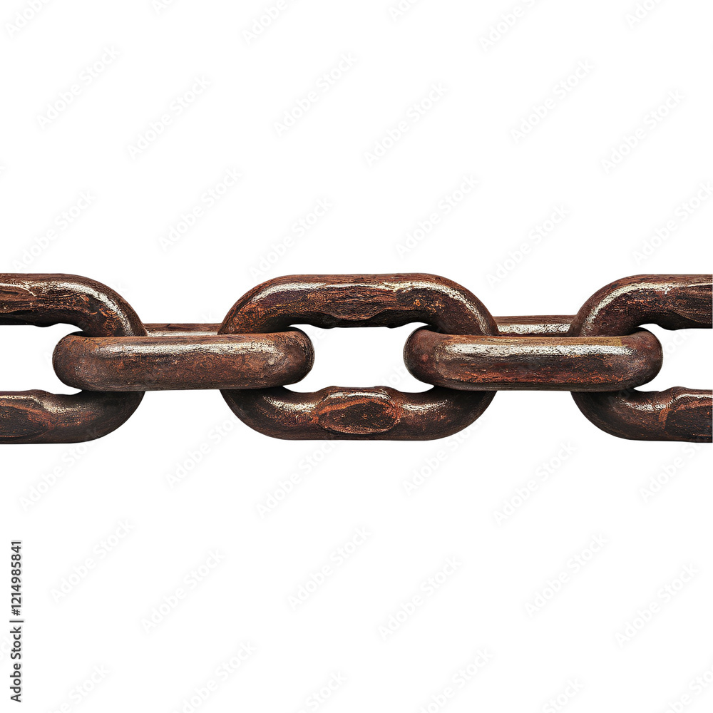 Heavy Industrial Chain Link with Rustic Texture and Metallic Details Isolated on Transparent Background Heavy Industrial Chain Link with Rustic Texture and Metallic Details Isolated on Transparent Background