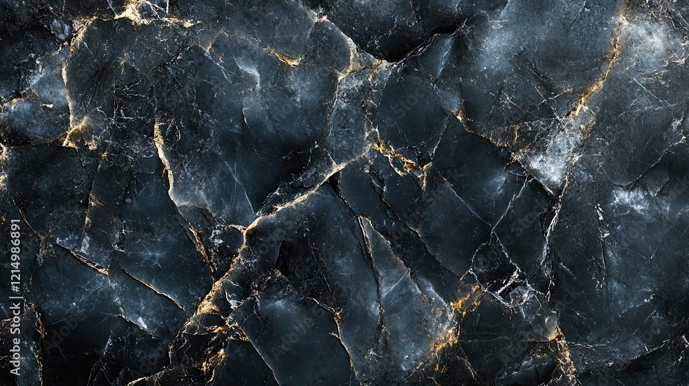 Fototapeta premium Luxury black marble texture with golden veins, elegant stone pattern