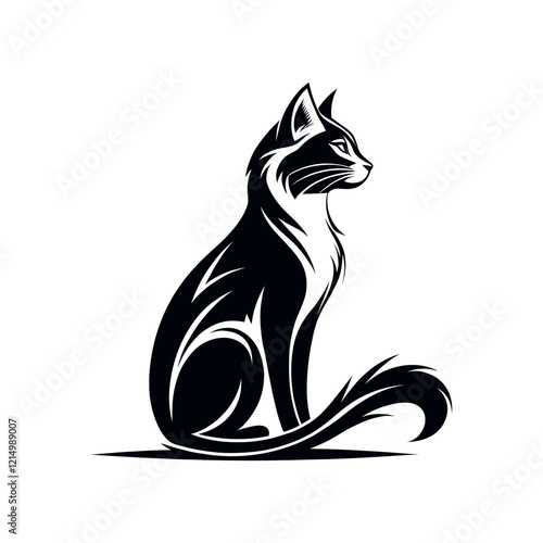 cat logo silhouette vector line art logo design