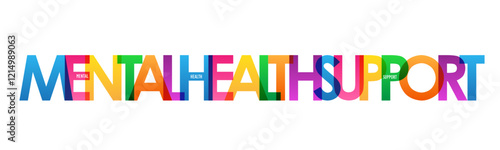 MENTAL HEALTH SUPPORT colorful vector typography banner