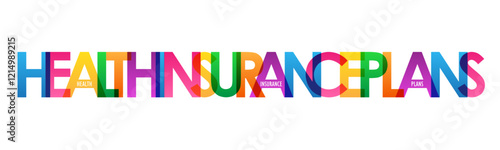 HEALTH INSURANCE PLANS colorful vector typography banner