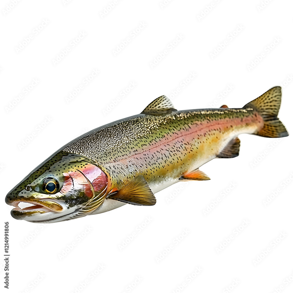 Naklejka premium Photography of Rainbow Trout on White Clean Background