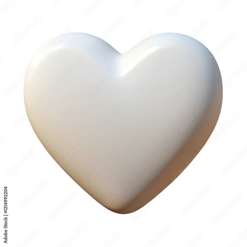 White heart shape 3d render isolated on transparent background, cut out White heart shape 3d render isolated on transparent background, cut out