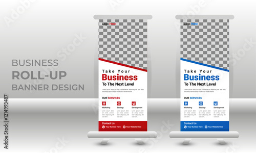 Business agency Corporate roll up banner design or pull up banner template and stand design, advertisement, flyer design, display vector illustration.