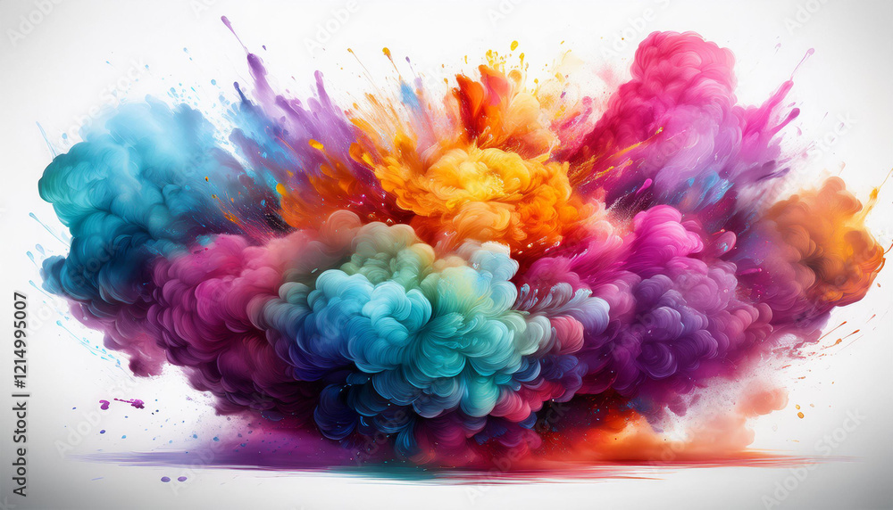 Obraz premium colorful smoke explosion isolated on white background
