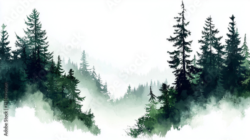 Illustration of green woods 