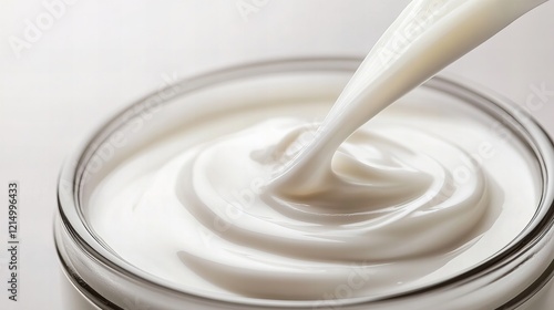 Wallpaper Mural Close-up of a creamy texture being poured into a jar, representing luxury skincare and hydration. Ideal for promoting beauty and wellness products Torontodigital.ca